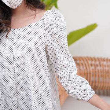 Baju Wanita Velmar Blouse - White Polkadot