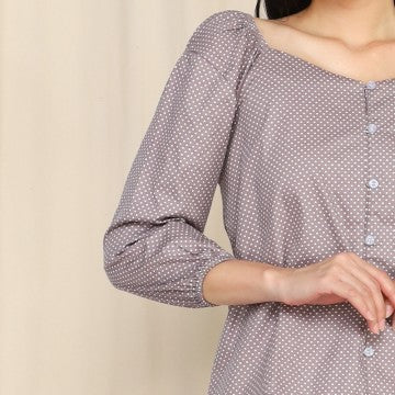 Baju Wanita Velmar Blouse - Grey Polkadot