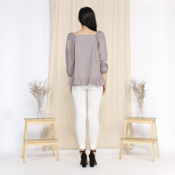 Baju Wanita Velmar Blouse - Grey Polkadot