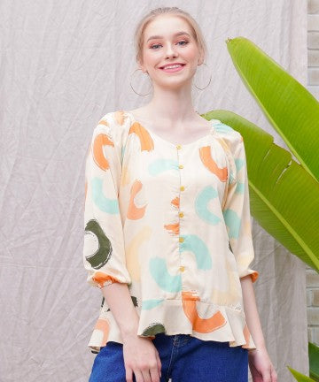 Baju Wanita Velmar Blouse - Peach Comma