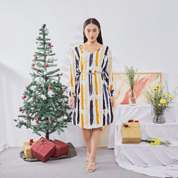 Dress Wanita Marshavel Audrey - Blue Yellow Stripe