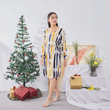 Dress Wanita Marshavel Audrey - Blue Yellow Stripe