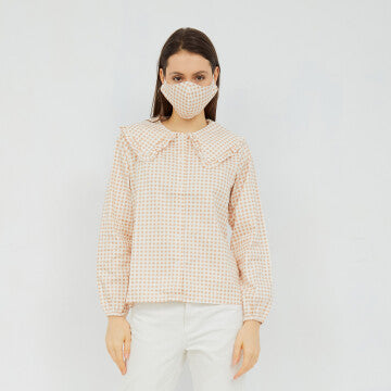 Baju Wanita  MARSHAVEL Gingham Blouse - Cream