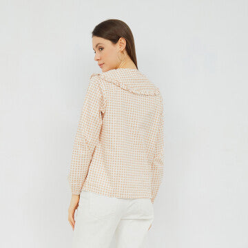 Baju Wanita  MARSHAVEL Gingham Blouse - Cream