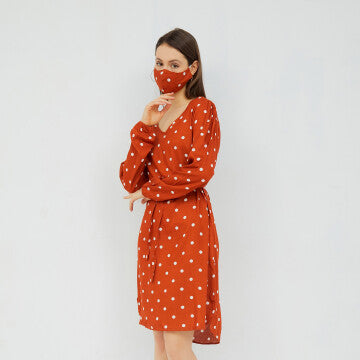 Dress Wanita Marshavel Audrey - Orange Dot