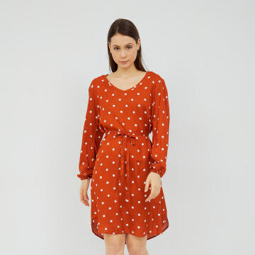 Dress Wanita Marshavel Audrey - Orange Dot