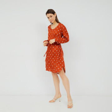 Dress Wanita Marshavel Audrey - Orange Dot