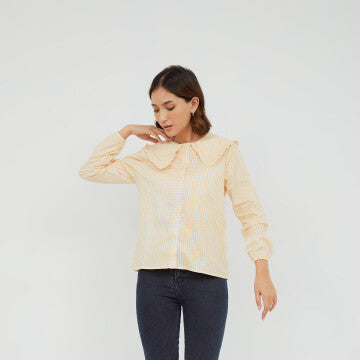 Baju Wanita MARSHAVEL Gingham Blouse - Yellow