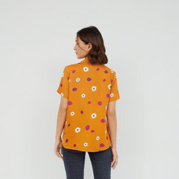 Baju Wanita Marshavel Emilly Blouse - Orange Flower