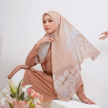 Hijab Wanita Marshavel Scarves - Megamendung Series Light Brown